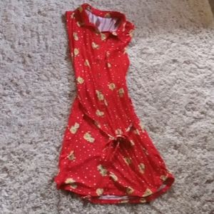 Sleeveless red floral sundress